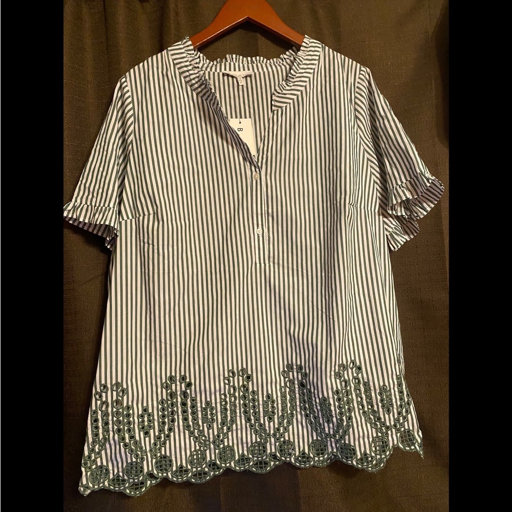 Sage Green Stripped Blouse